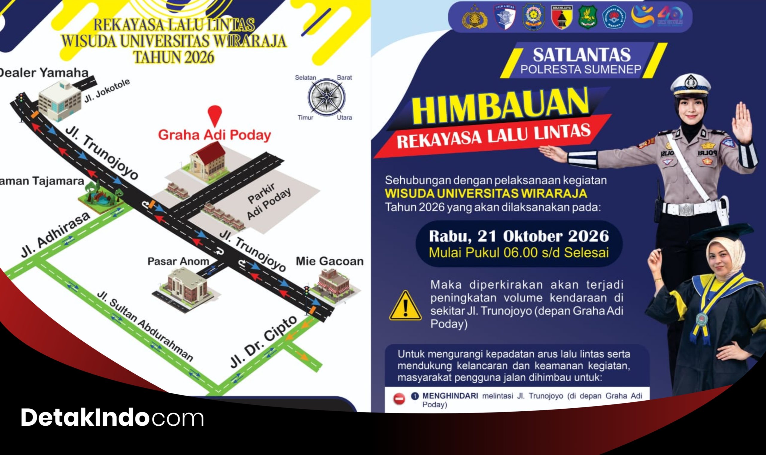 Jelang Wisuda Universitas Wiraraja 2026, Satlantas Polresta Sumenep Imbau Pengendara Hindari Jalan Trunojoyo